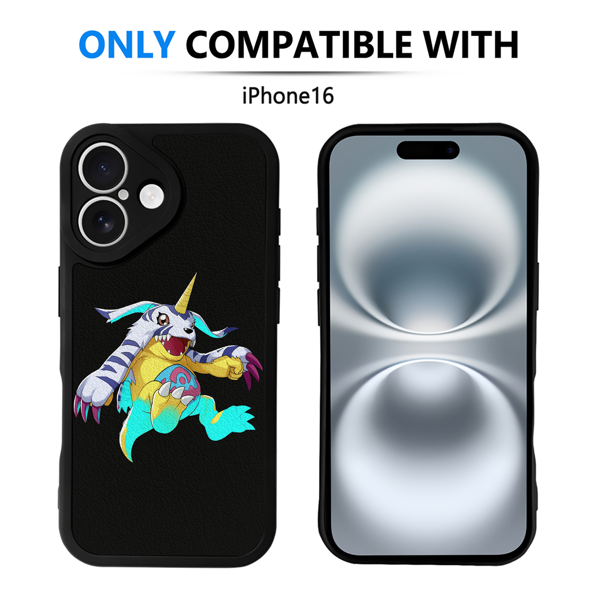 （画像用） Digimon デジタルモンスター/デジモン 【iPhone 16シリーズ対応】シリコンスマホケース（レザー調） 材質：シリコン
